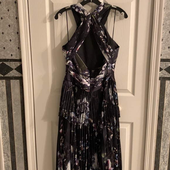 Theia Trinity Floral Pleated Halter Dress - Picture 8 of 13